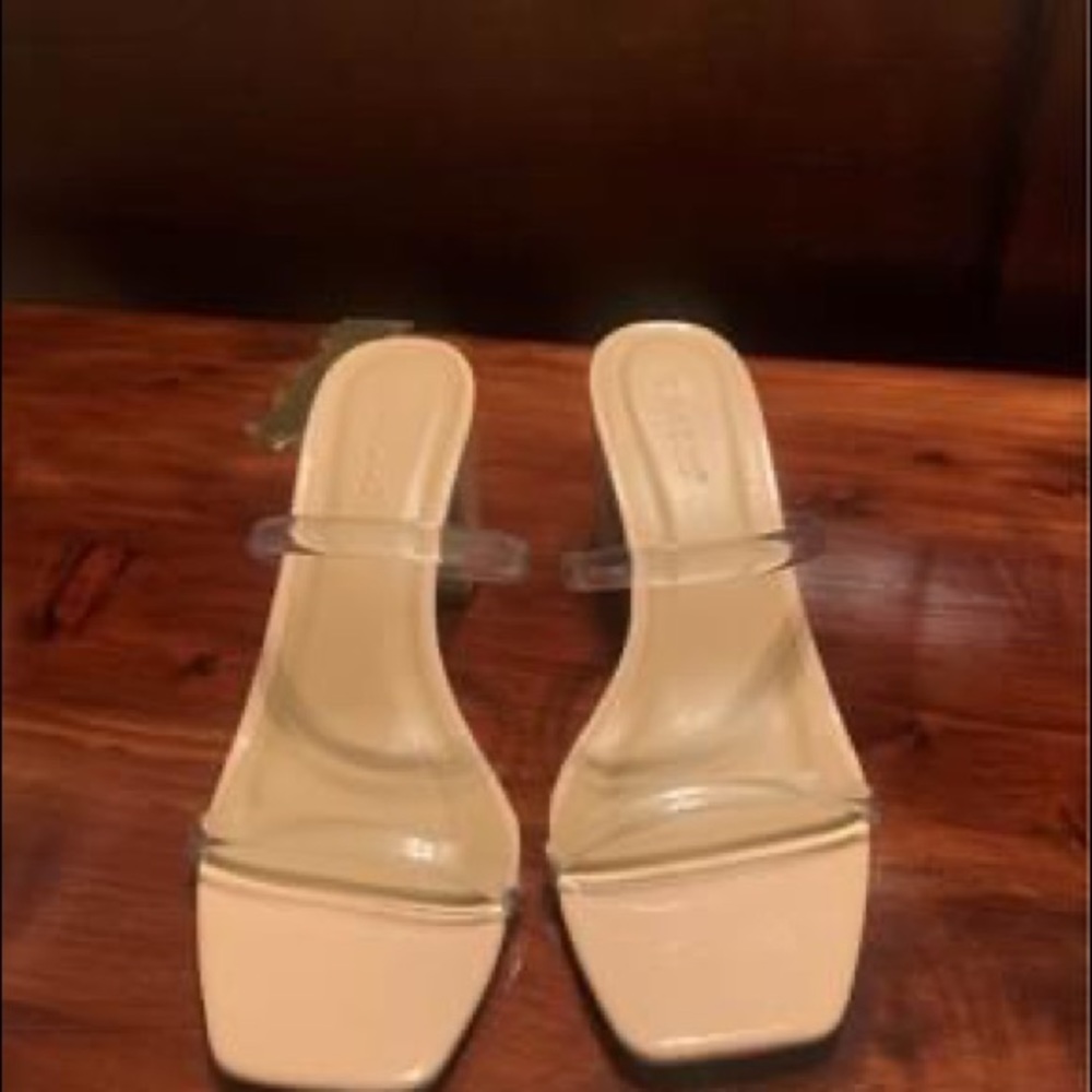 Nude Heels with Clear Strap—NEW